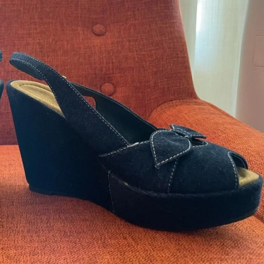 TWO PAIRS - Sam Edelman Retro Platform Heels - Size 6-7 - Picture 8 of 13